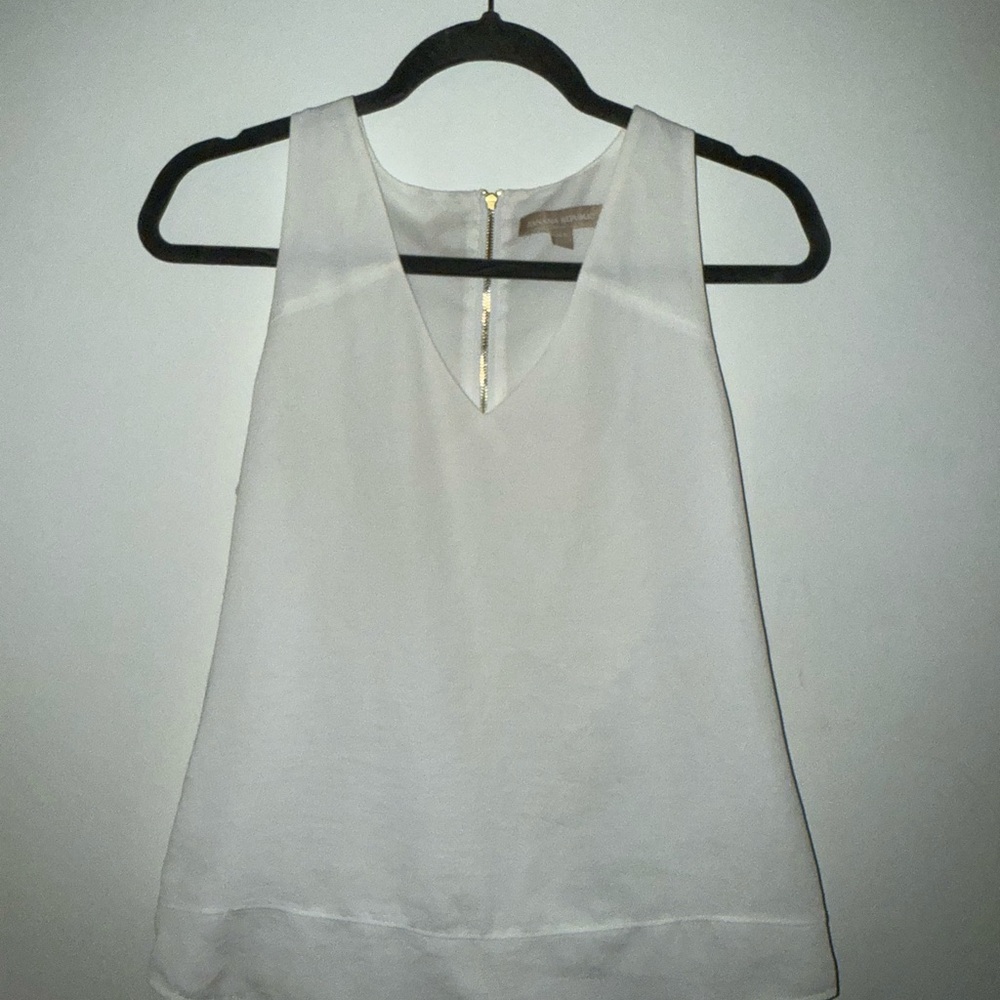 Banana Republic White V-Neck Tank Top